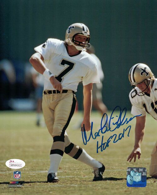 Morten Andersen Autographed New Orleans Saints 8x10 Photo HOF 2017 JSA