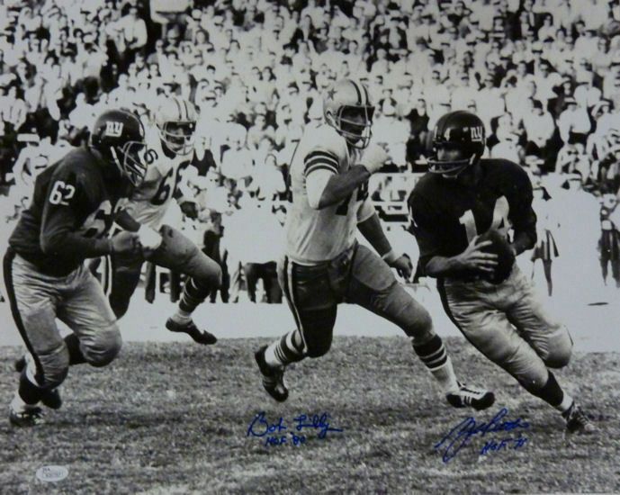 Bob Lilly &amp; YA Tittle Autographed 16x20 JSA