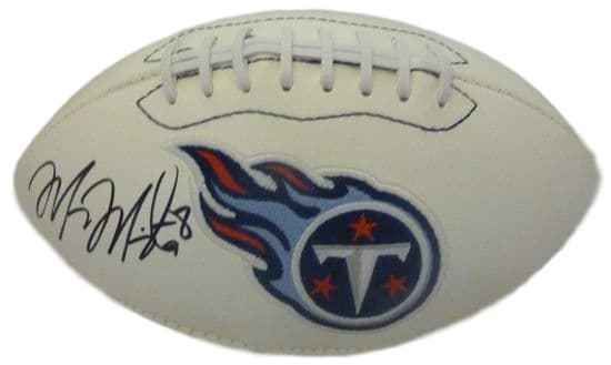 Marcus Mariota Autographed Tennessee Titans Logo Football BAS