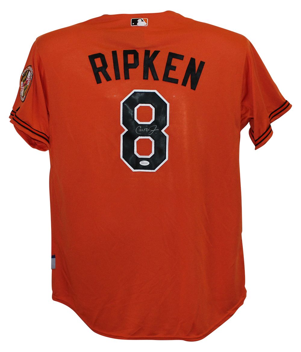 Cal Ripken Jr Autographed Baltimore Orioles Majestic Orange 52 Jersey JSA