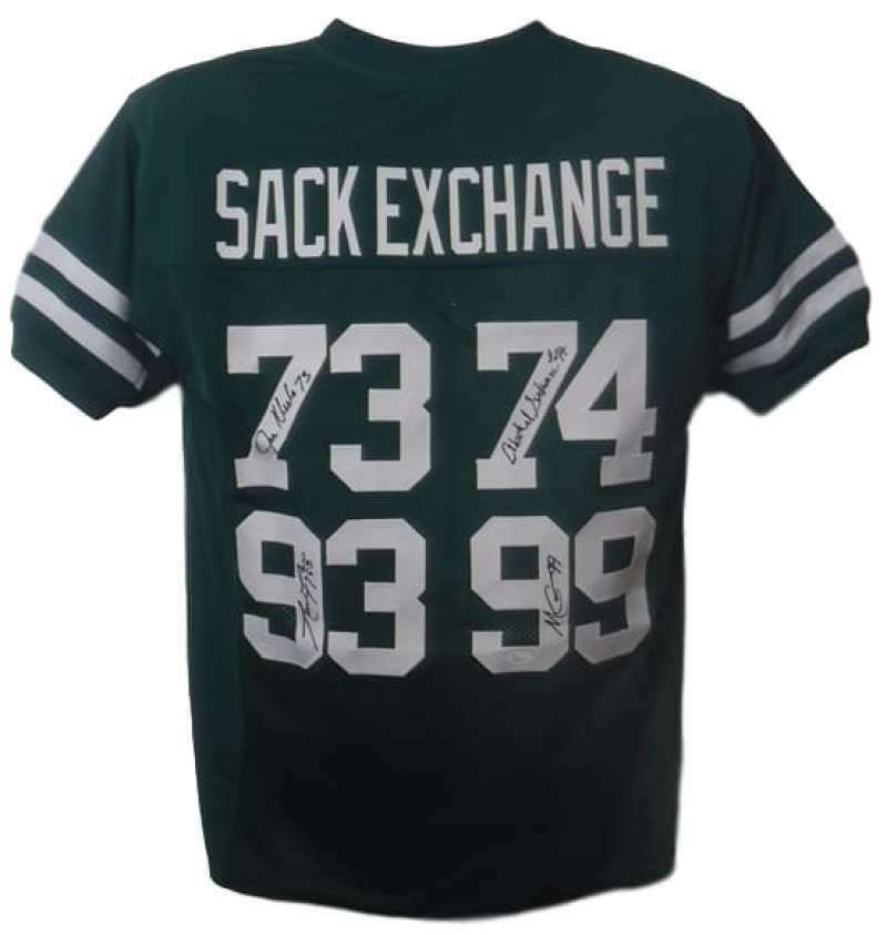 New York Jets Sack Exchange Autographed Green size XL Jersey w/Gastineau, Klecko, Abdul &amp; Lyons