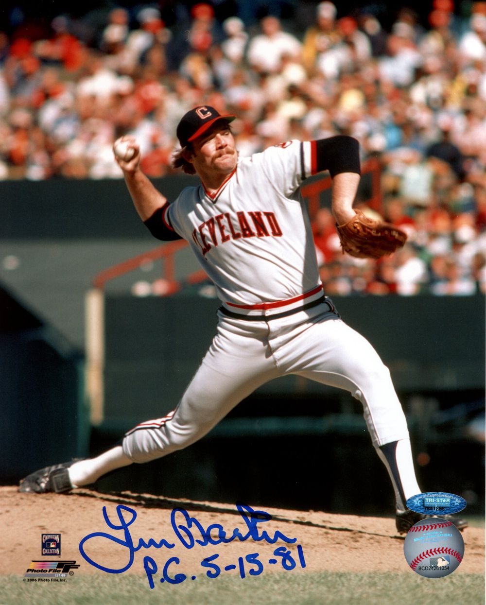 Len Barker Autographed/Signed Cleveland Indians 8x10 Photo Tristar
