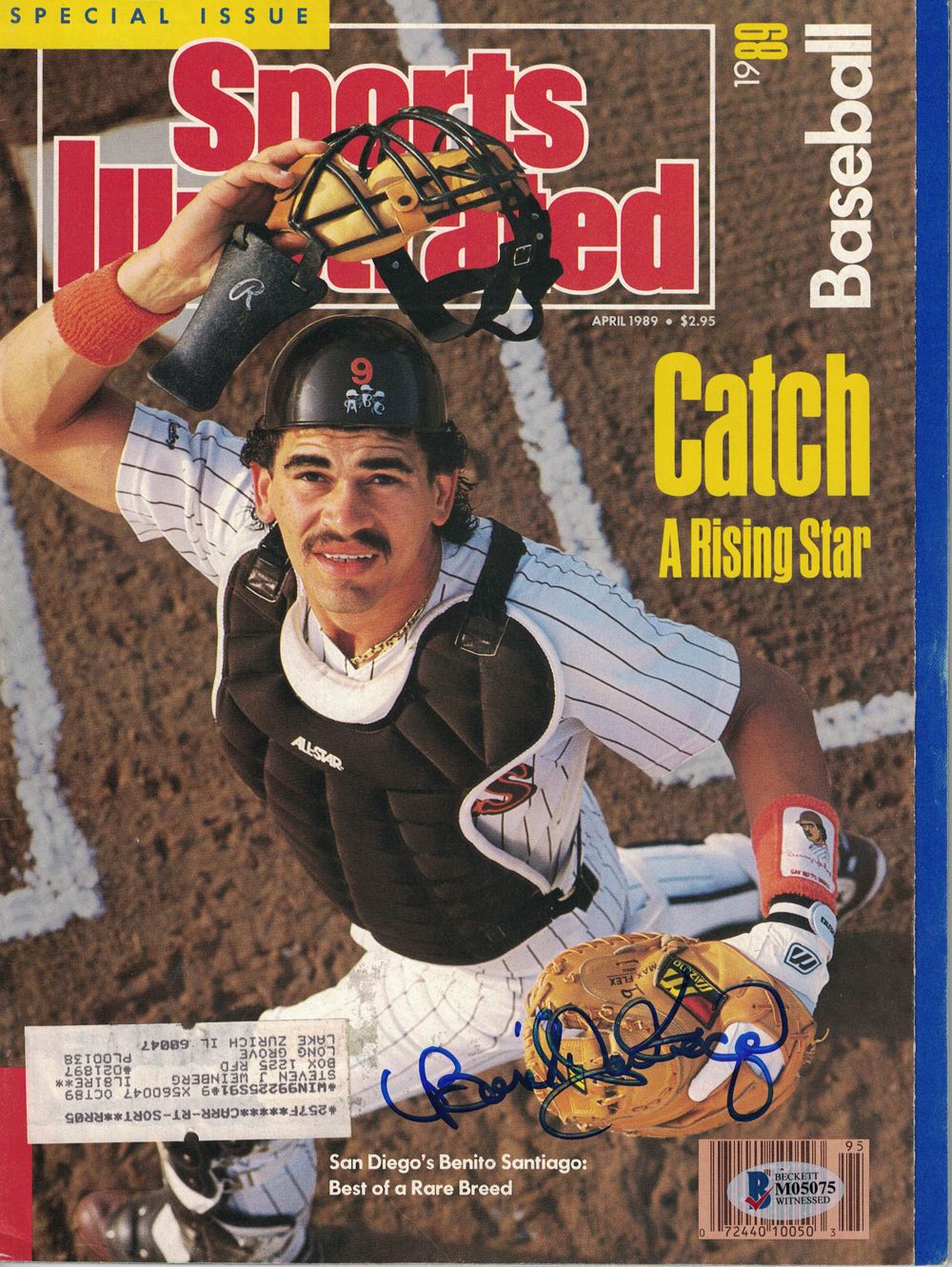 Benito Santiago Signed San Diego Padres Sports Illustrated April 1989 BAS