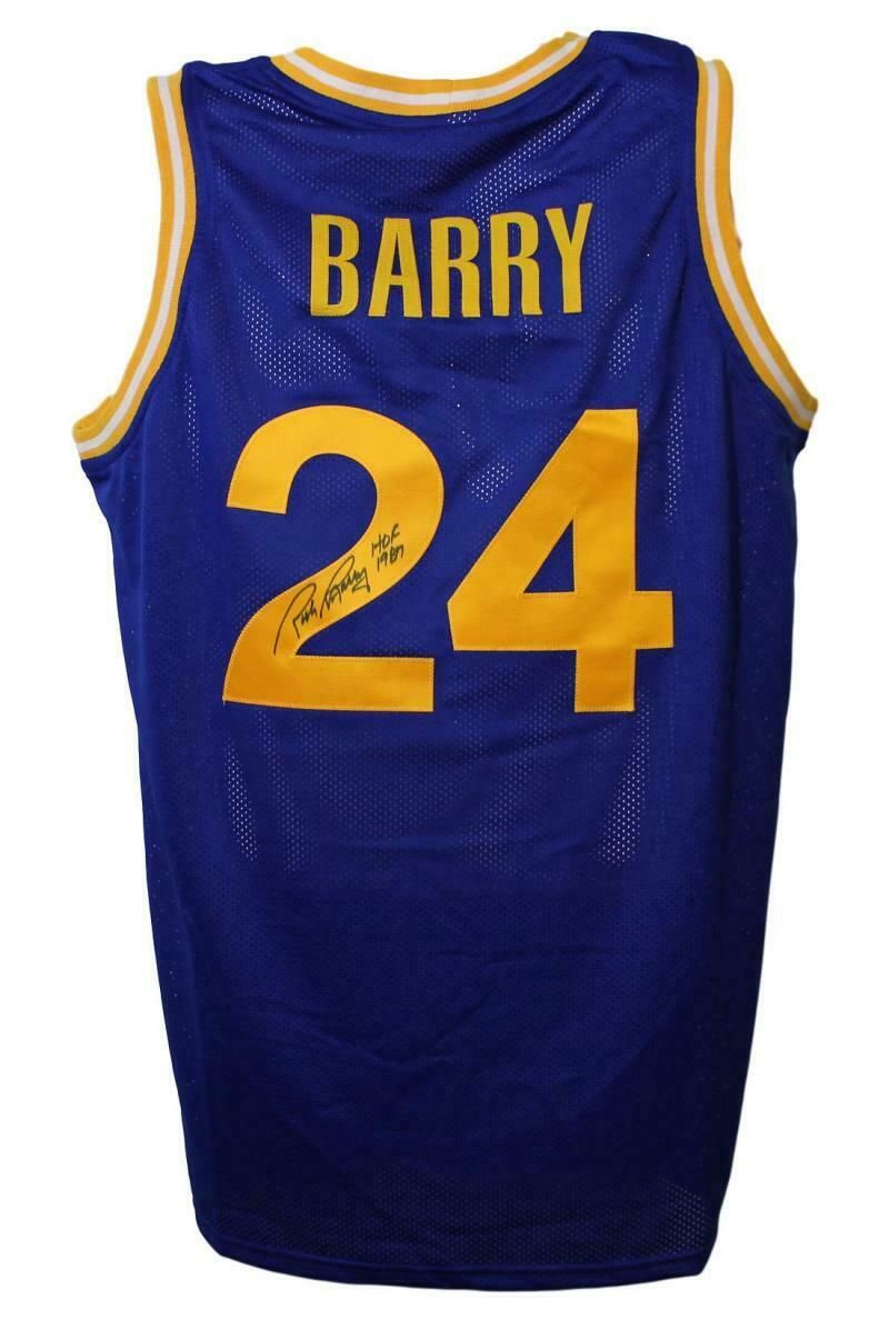 Rick Barry Autographed Golden State Warriors Blue XL Jersey HOF