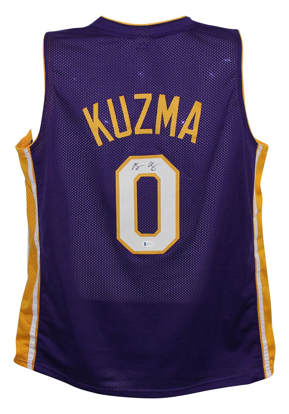 Kyle Kuzma Autographed/Signed Pro Style Purple XL Jersey BAS