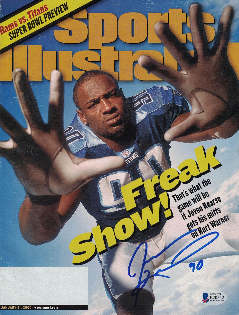 Jevon Kearse Signed Tennessee Titans Sports Illustrated 1/31/2000 BAS