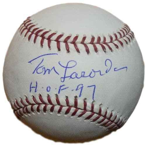 Tom Lasorda Autographed OML Baseball w/HOF 97 Los Angeles Dodgers