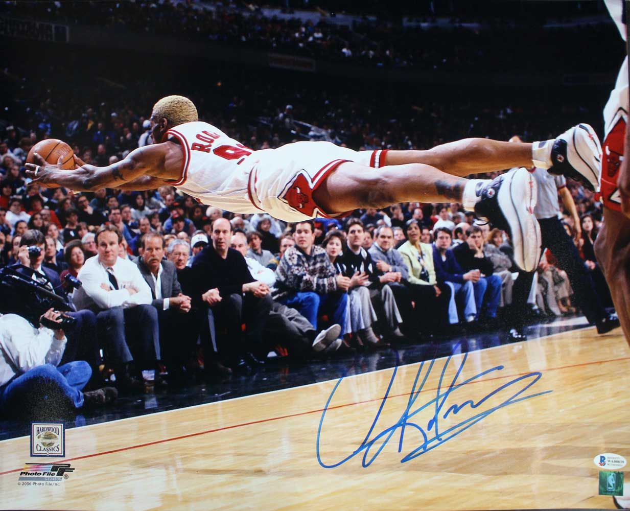 Dennis Rodman Autographed/Signed Chicago Bulls 16x20 Photo BAS PF