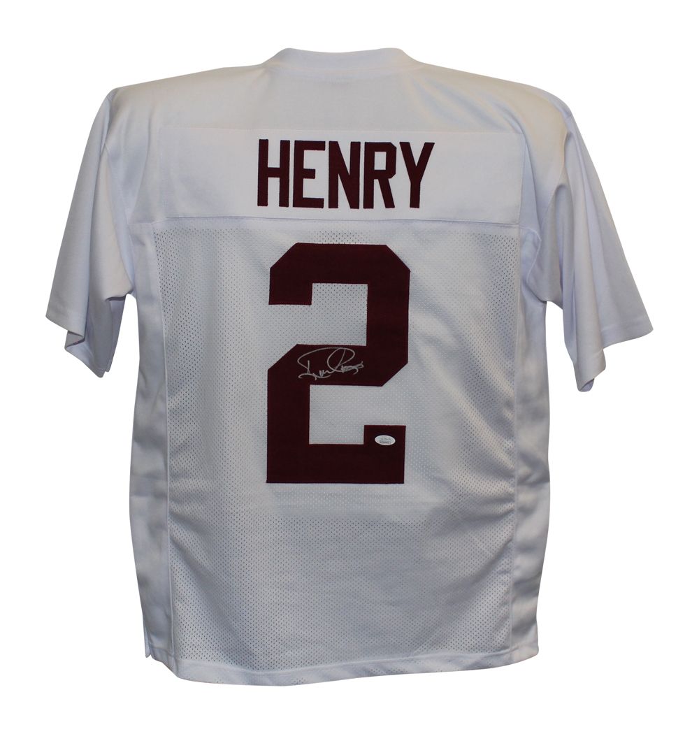 Derrick Henry Autographed/Signed College Style White XL Jersey JSA