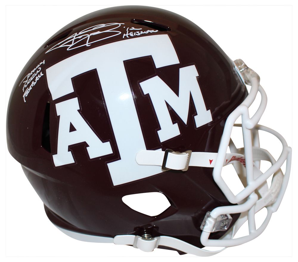 Johnny Manziel Signed Texas A&amp;M Aggies F/S Red Speed Helmet Beckett
