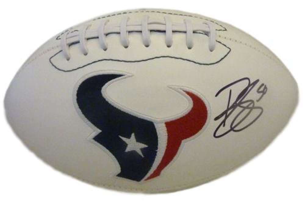 Brian Cushing Autographed Houston Texans white logo football