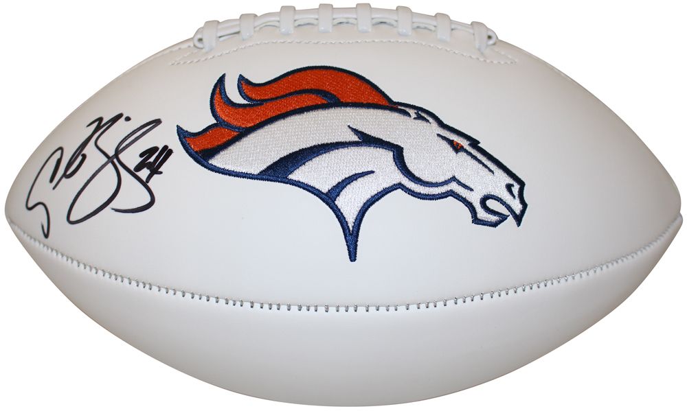 Champ Bailey Autographed/Signed Denver Broncos Logo Football Beckett