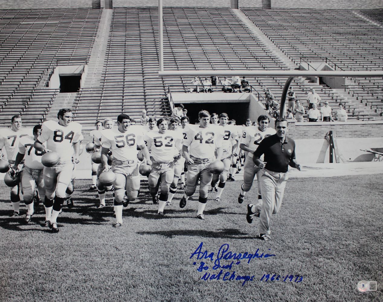 Ara Parseghian Signed Notre Dame 16x20 Photo Go Irish &amp; Champs BAS