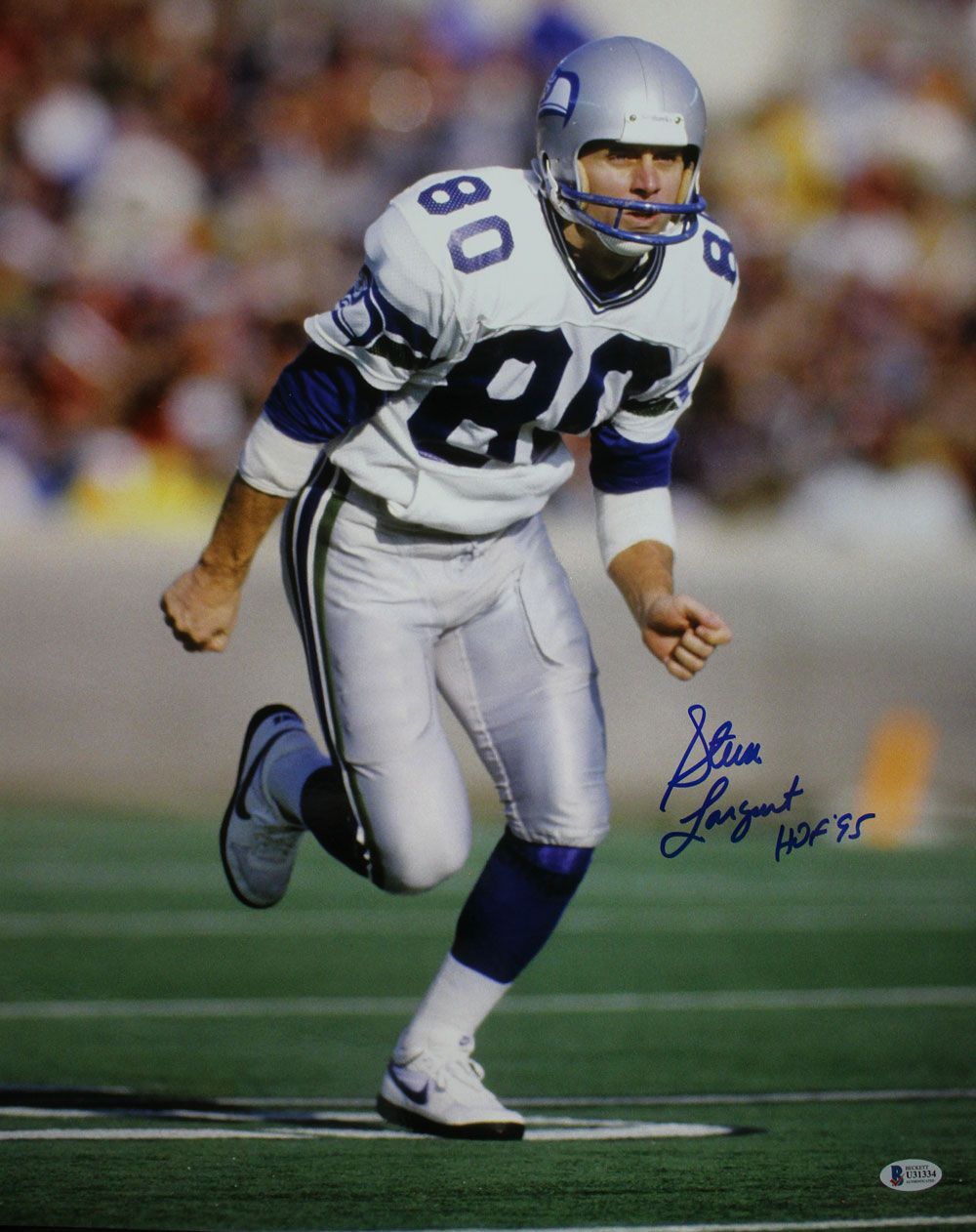Steve Largent Autographed/Signed Seattle Seahawks 16x20 Photo HOF BAS