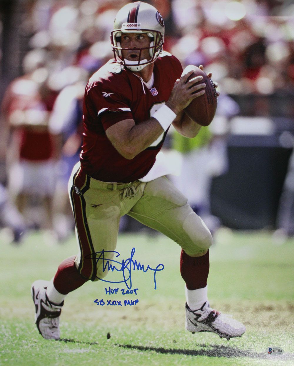 Steve Young Autographed/Signed San Francisco 49ers 16x20 Photo 2 Insc BAS