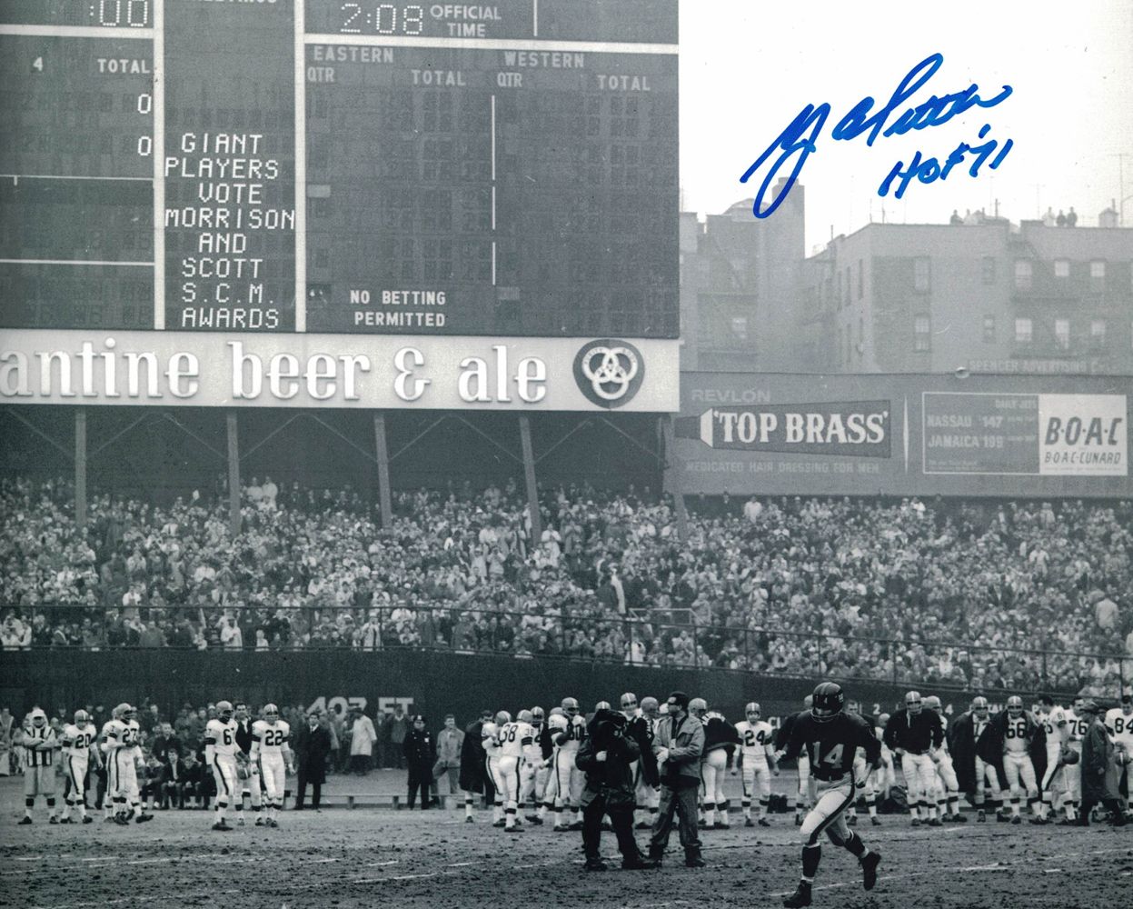 YA Tittle Autographed/Signed New York Giants 8x10 Photo HOF