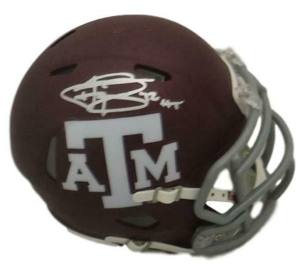 Johnny Manziel Autographed Texas A&amp;M Aggies Riddell Mini Helmet (Red) HT JSA