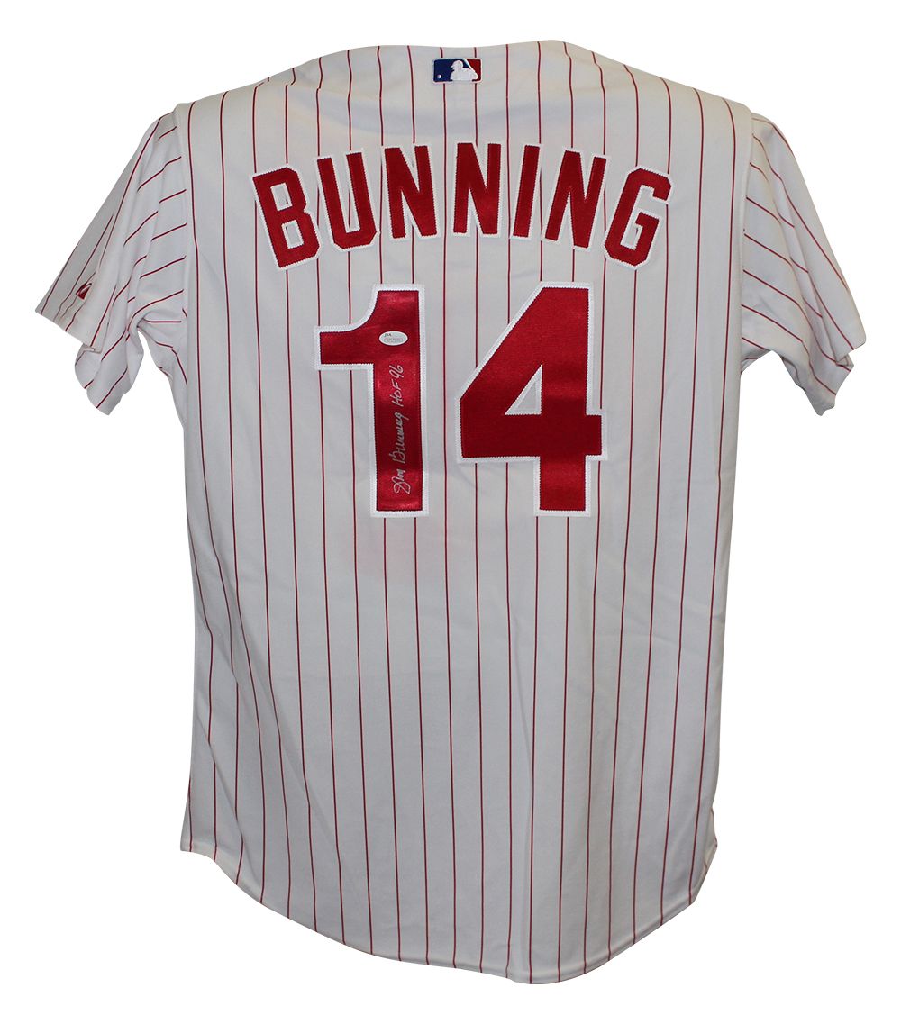 Jim Bunning Signed Philadelphia Phillies Majestic White 48 Jersey HOF JSA