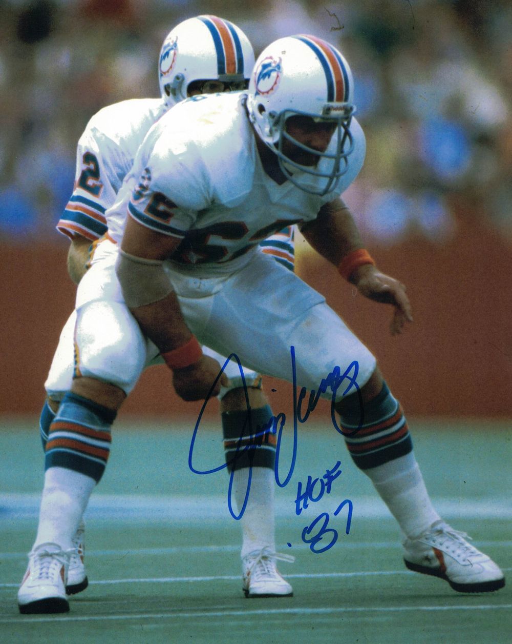 Jim Langer Autographed/Signed Miami Dolphins 8x10 Photo HOF