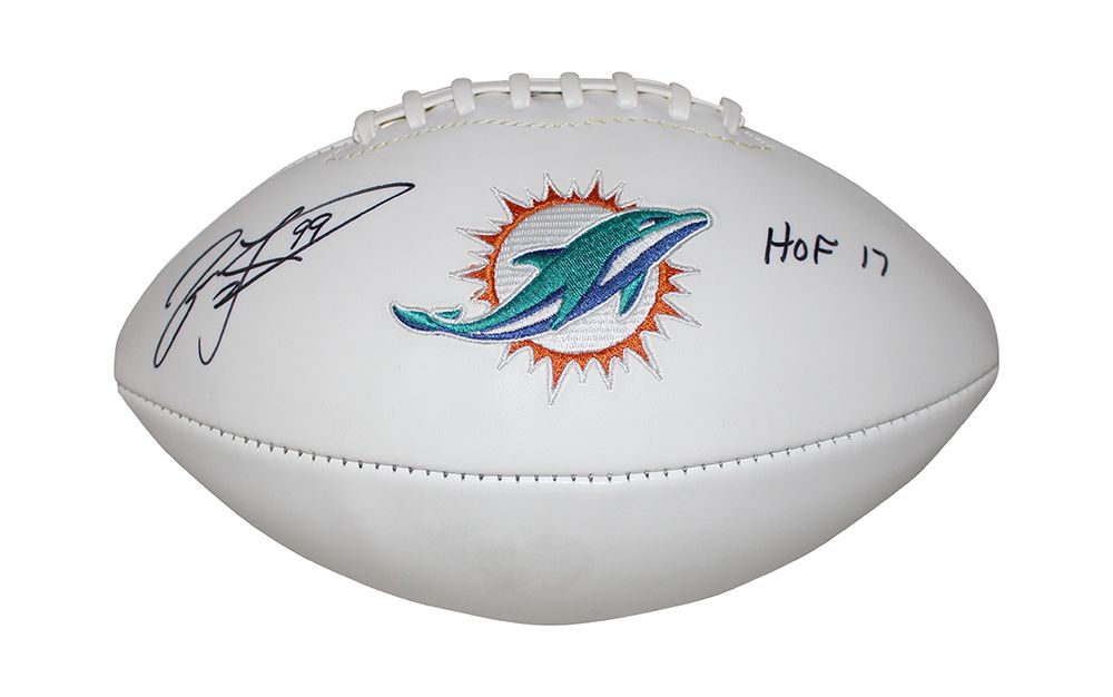 Jason Taylor Autographed/Signed Miami Dolphins Logo Football HOF BAS