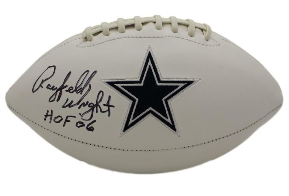 Rayfield Wright Autographed  Dallas Cowboys Logo Football HOF BAS