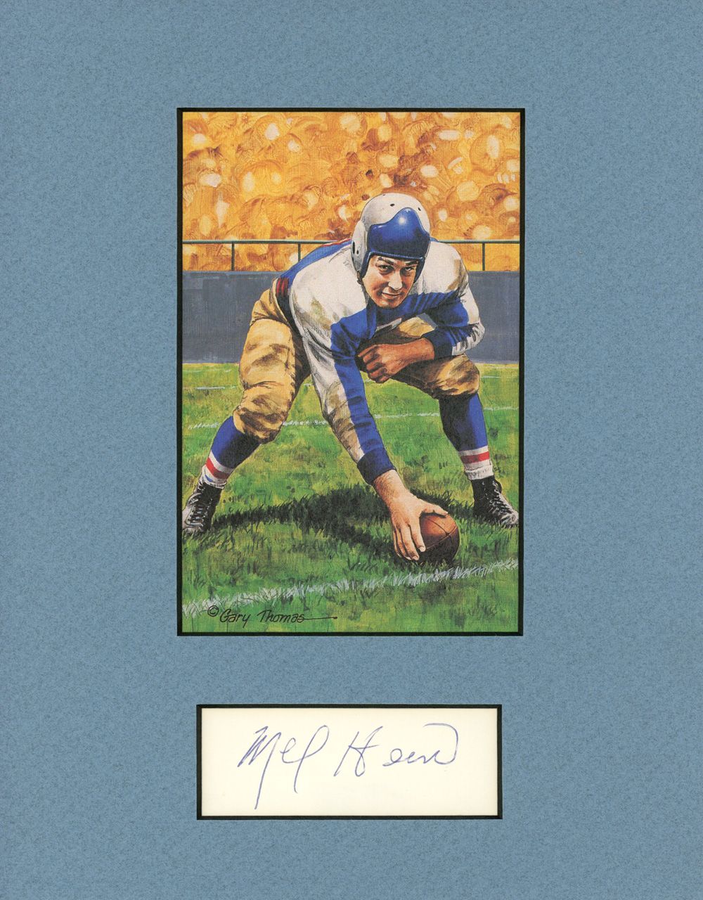 Mel Hein Signed Cut Matted With Goal Line Art Card Beckett 45023