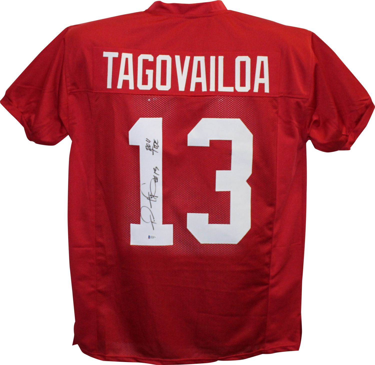 Tua Tagovialoa Autographed/Signed College Style Red XL Jersey Roll Tide BAS