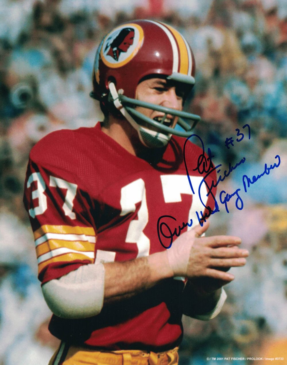 Pat Fischer Autographed Washington Redskins 8x10 Photo Over Hill Gang