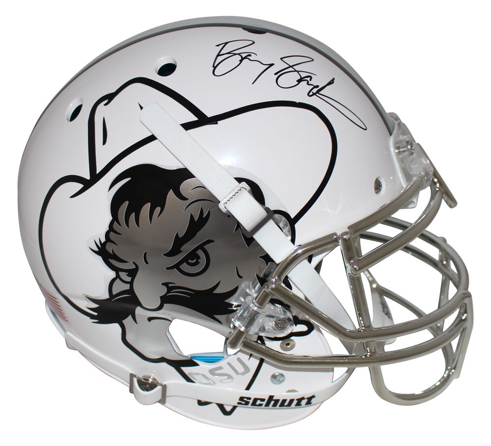 Barry Sanders Signed Oklahoma State Cowboys Authentic Icy White Helmet BAS