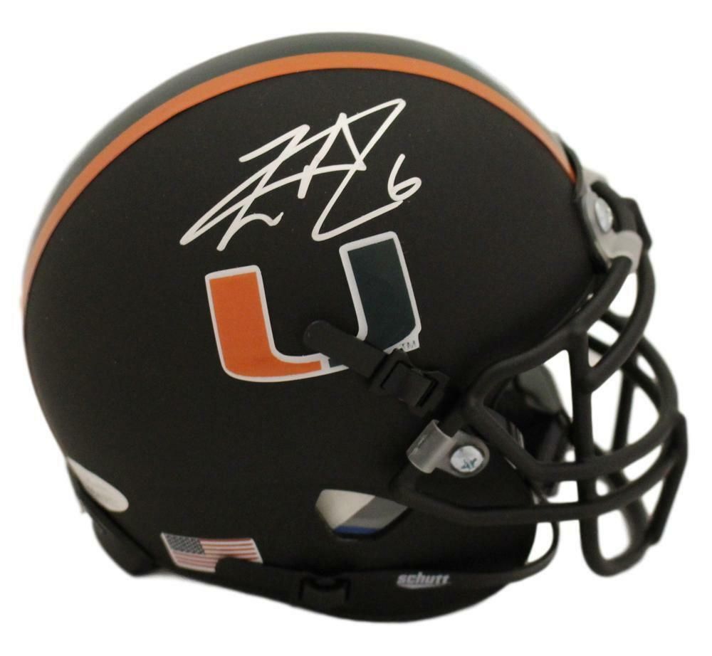 Lamar Miller Autographed Miami Hurricanes Schutt Black Mini Helmet JSA