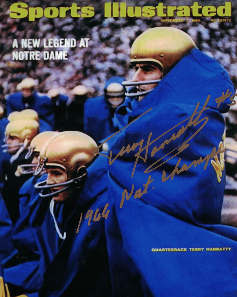 Terry Hanratty Signed Notre Dame Sports Illustrated 8x10 Photo Champs