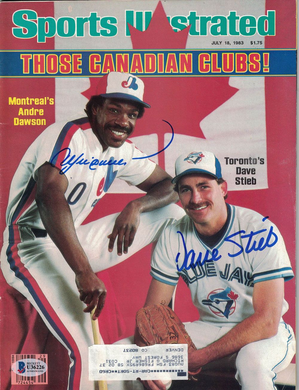 Andre Dawson &amp; Dave Stieb Signed Sports Illustrated July 1983 Magazine BAS