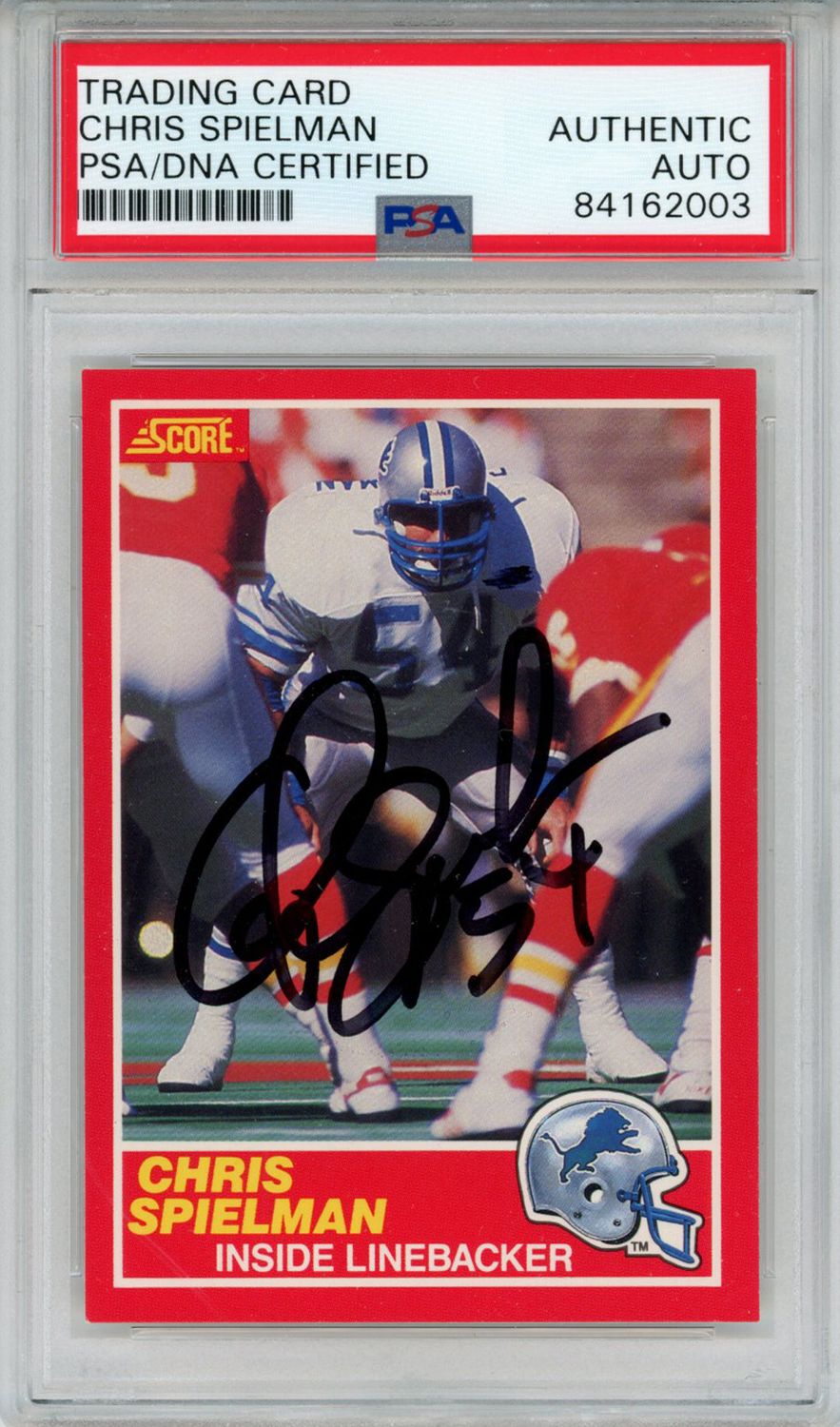 Chris Spielman Autographed 1989 Score #167 Rookie Card PSA Slab