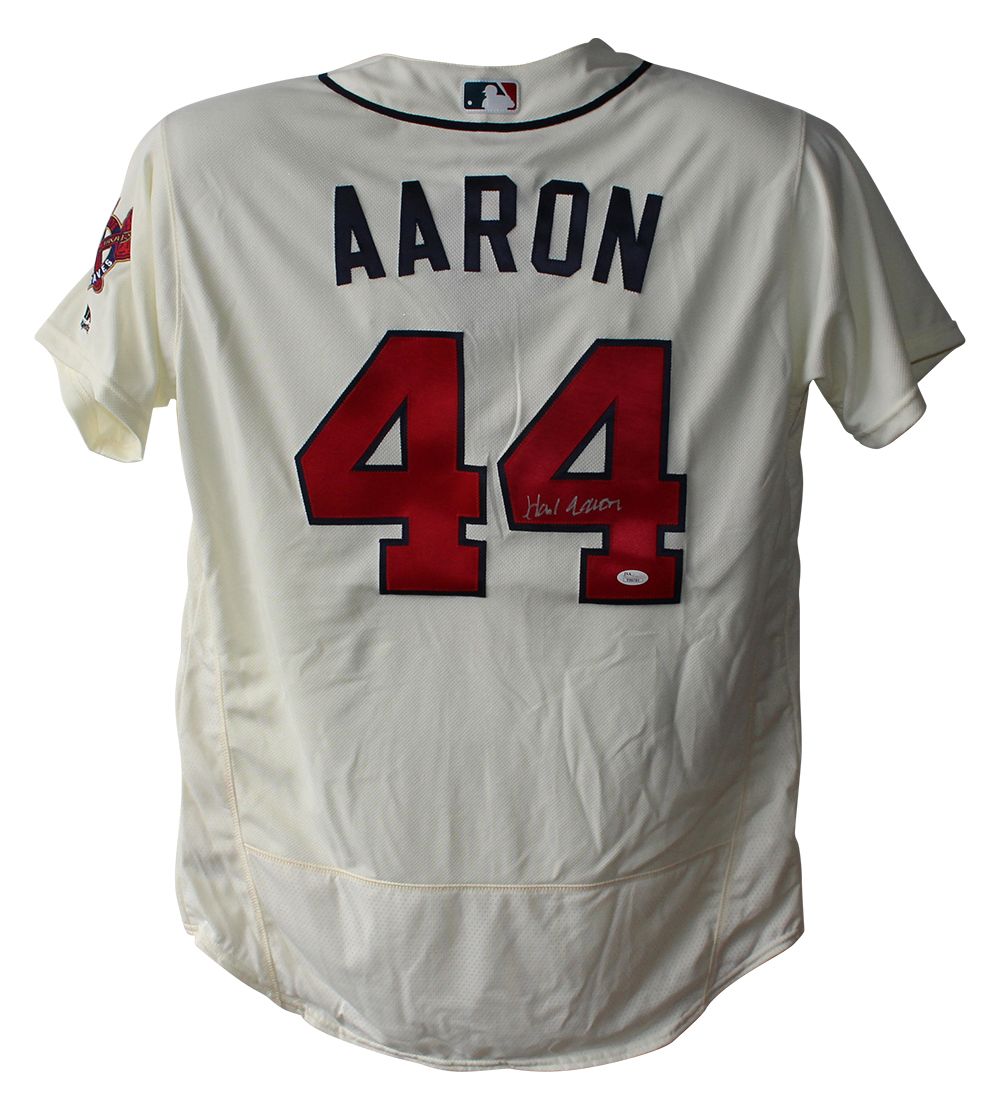 Hank Aaron Signed Atlanta Braves Authentic Majestic Cream 48 Jersey JSA