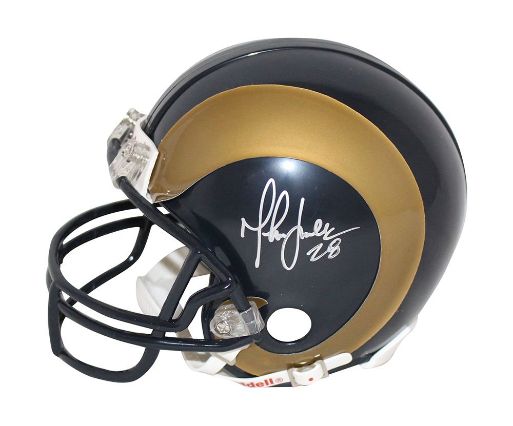 Marshall Faulk Autographed/Signed St Louis Rams TB Mini Helmet BAS