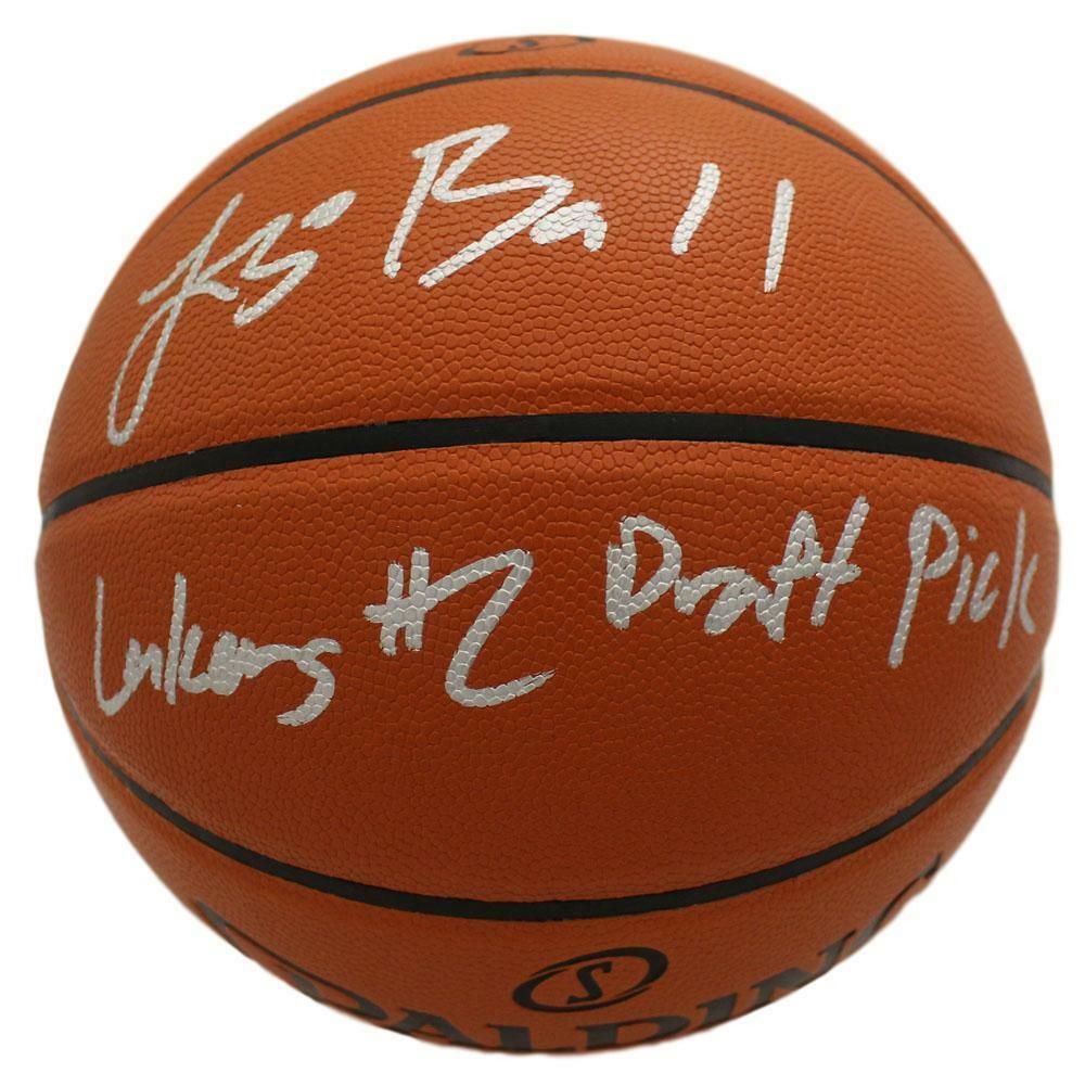 Lonzo Ball Autographed Los Angeles Lakers Spalding Basketball Silver #2 Pick BAS