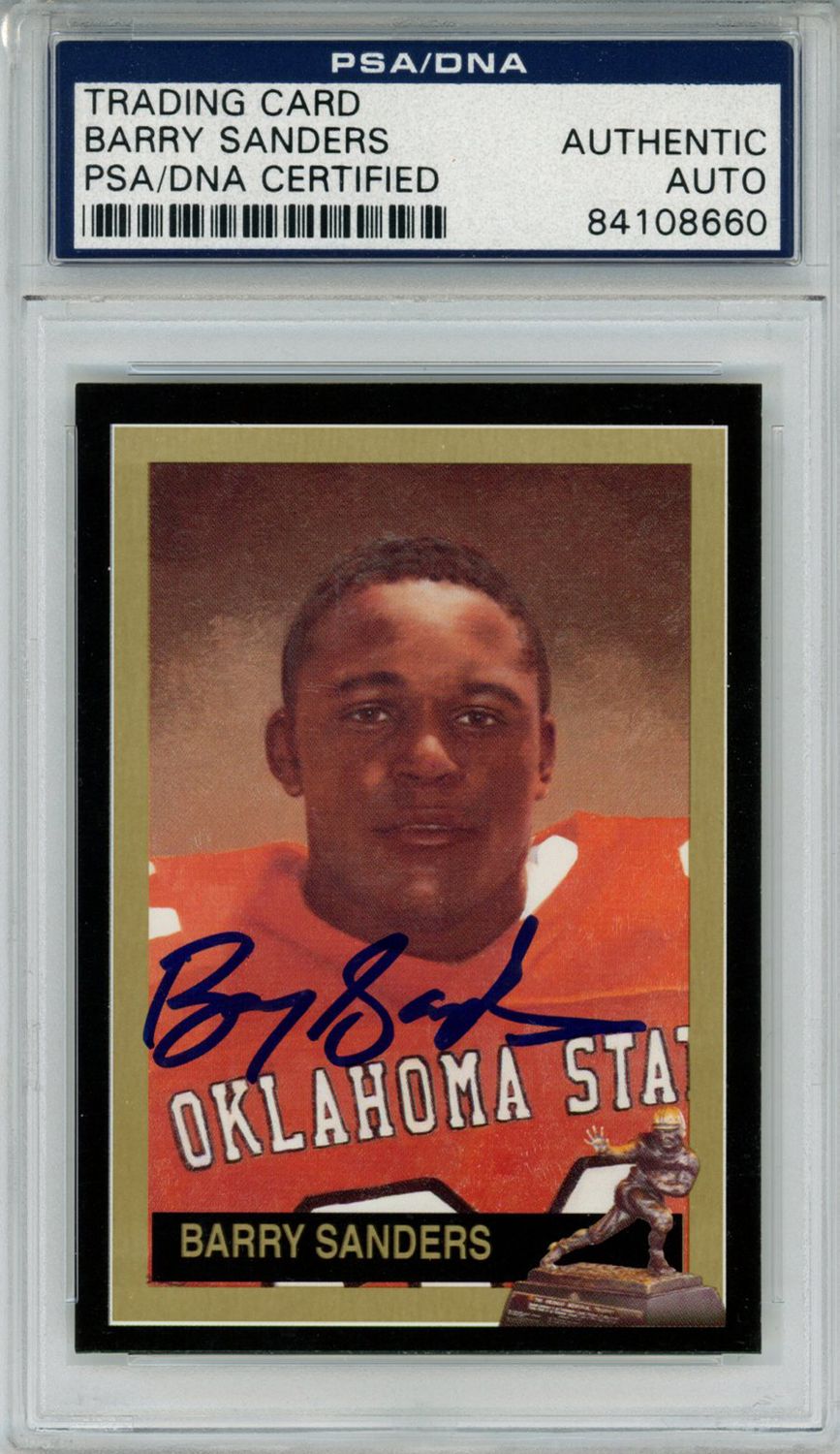 Barry Sanders Signed 1992 Downtown Athletic Club #54 Trading Card PSA Slab