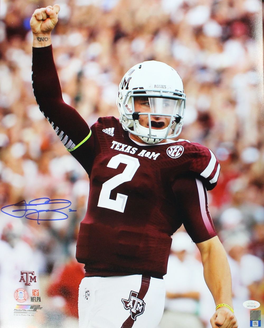 Johnny Manziel Autographed/Signed Texas A&amp;M Aggies 16x20 Photo JSA PF