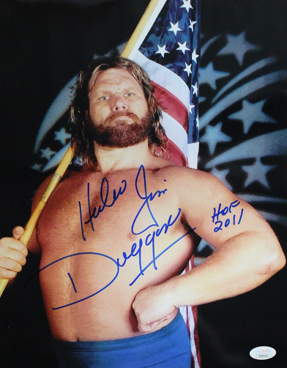 Hacksaw Jim Duggan Autographed WWE WWF 11x14 Photo JSA
