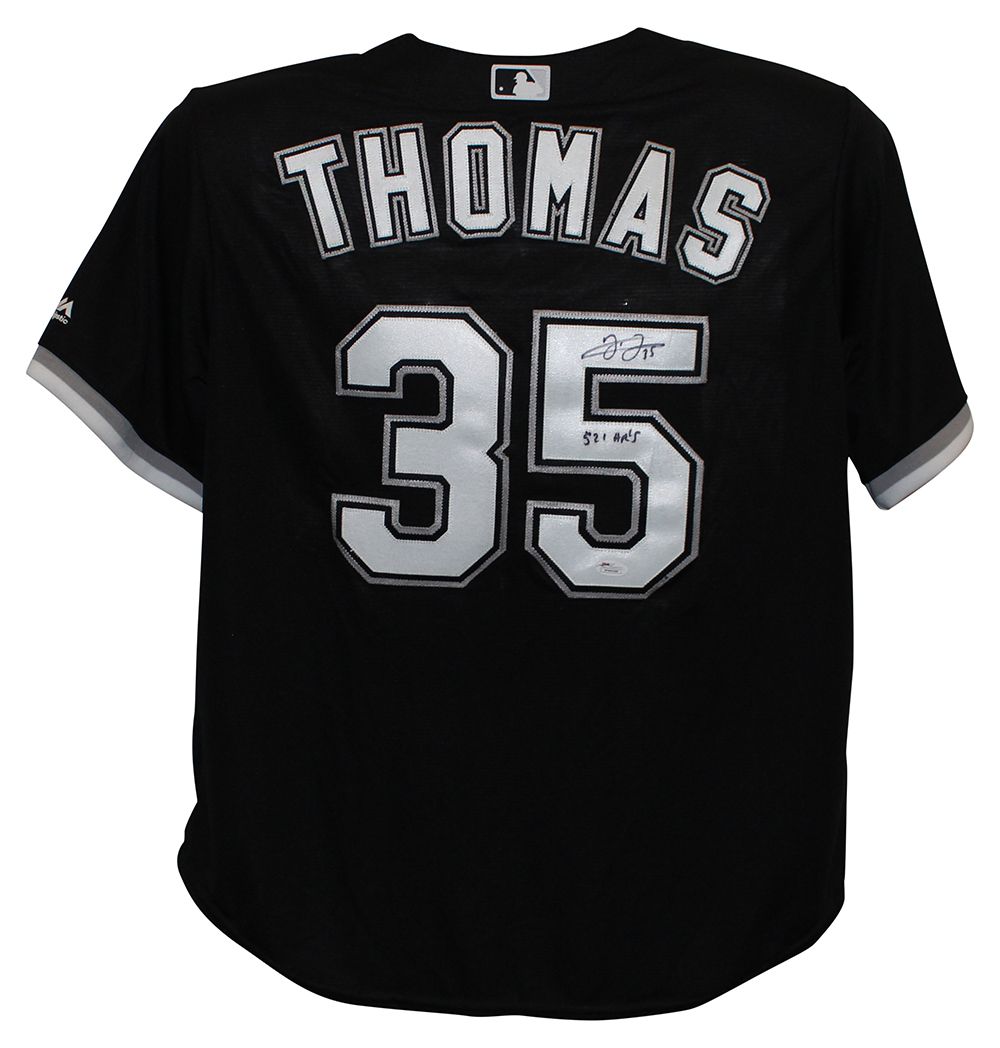 Frank Thomas Signed Chicago White Sox Majestic Black XL Jersey 521 HR JSA