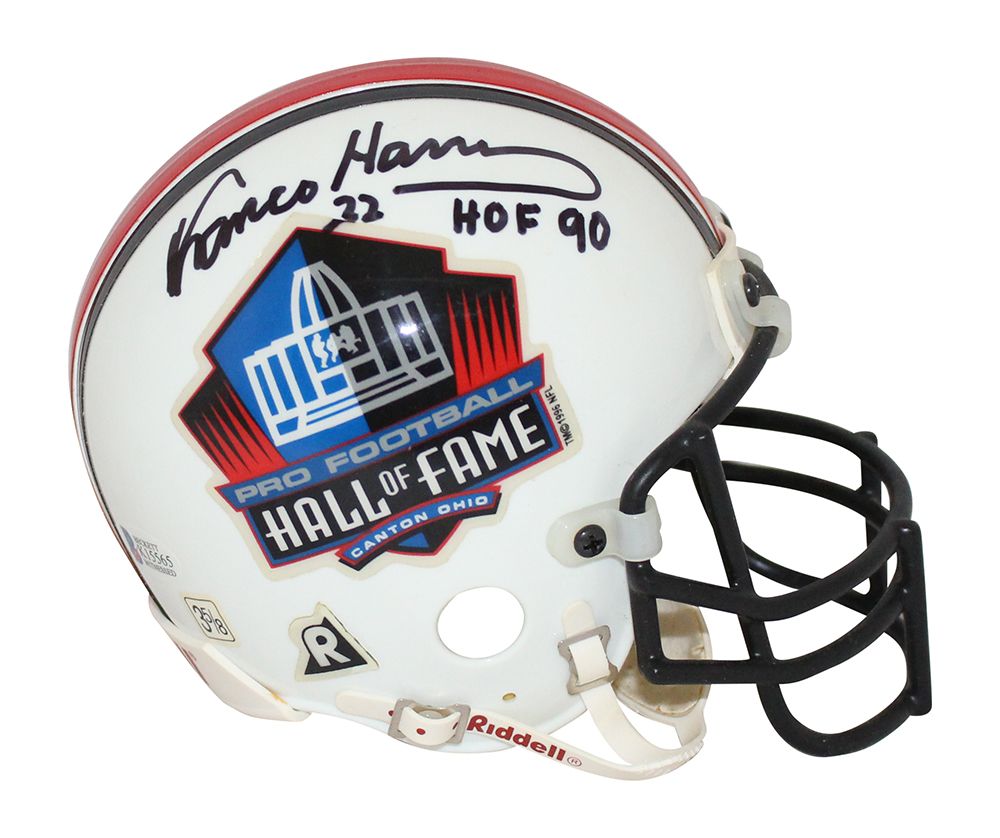 Franco Harris Autographed/Signed Hall Of Fame Mini Helmet HOF BAS