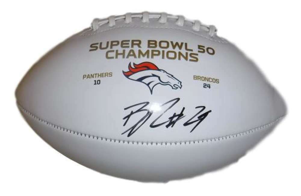 Bradley Roby Autographed Denver Broncos SB 50 White Logo Football JSA