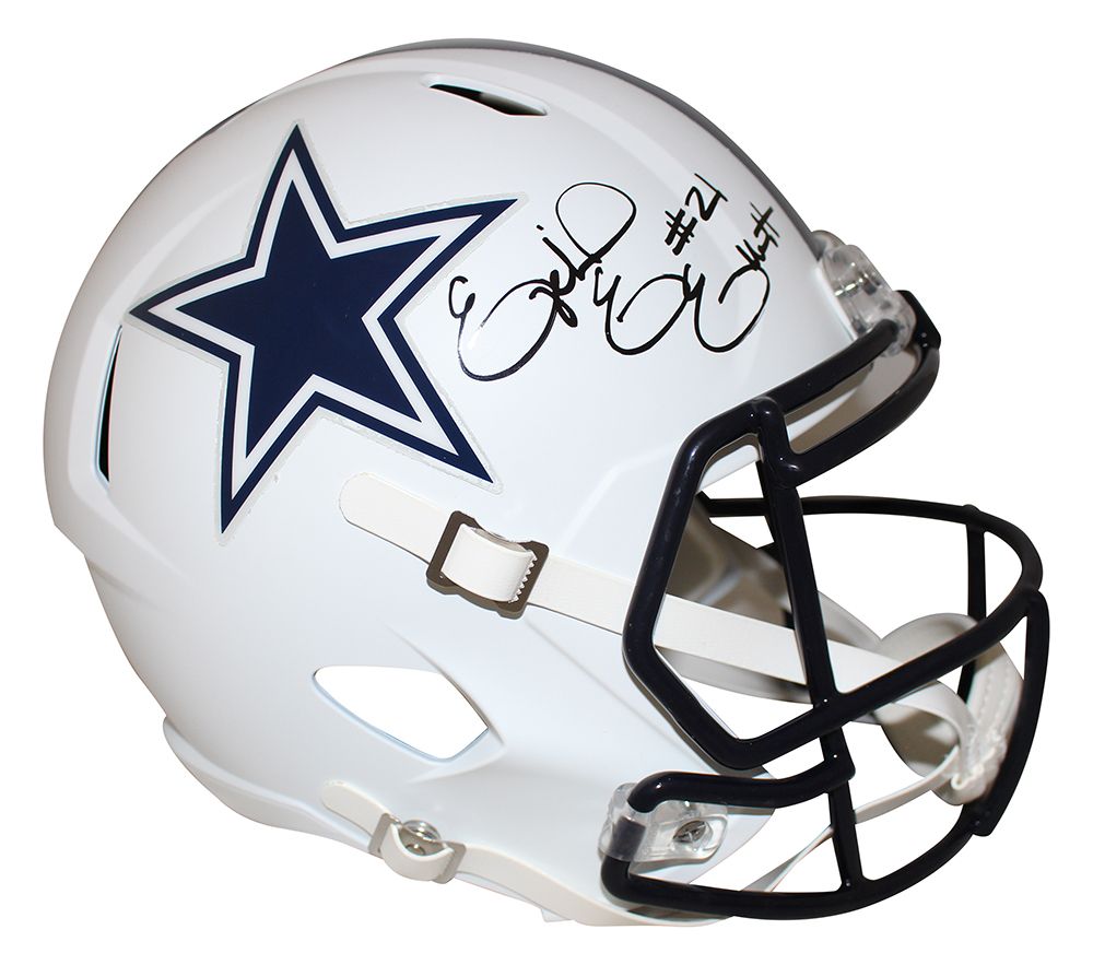 Ezekiel Elliott Autographed Dallas Cowboys F/S Flat White Helmet BAS
