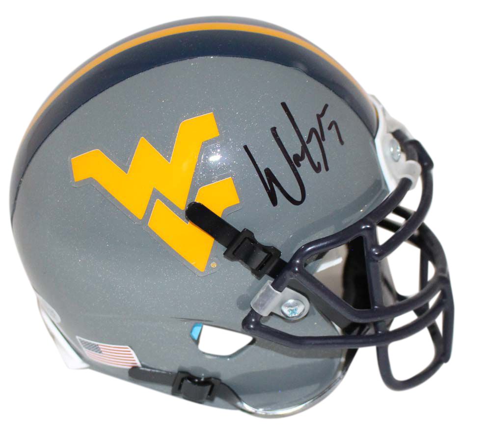 Will Grier Signed West Virginia Mountaineers Gray Mini Helmet BAS