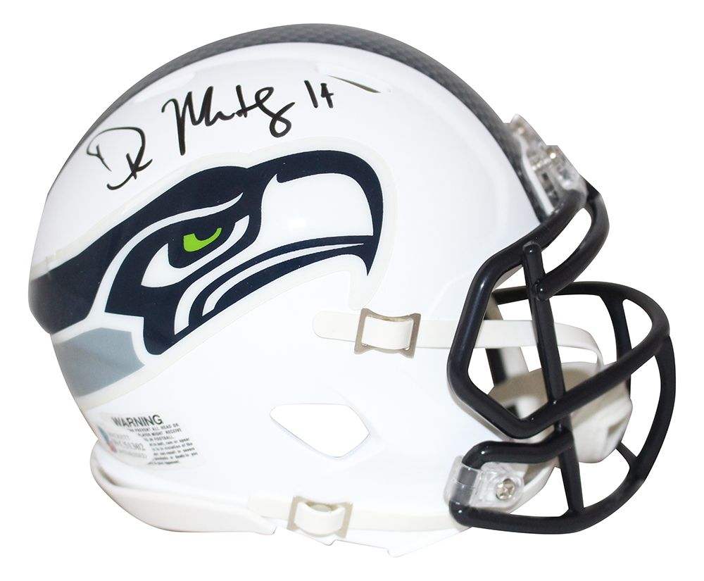 DK Metcalf Autographed Seattle Seahawks Flat White Mini Helmet BAS