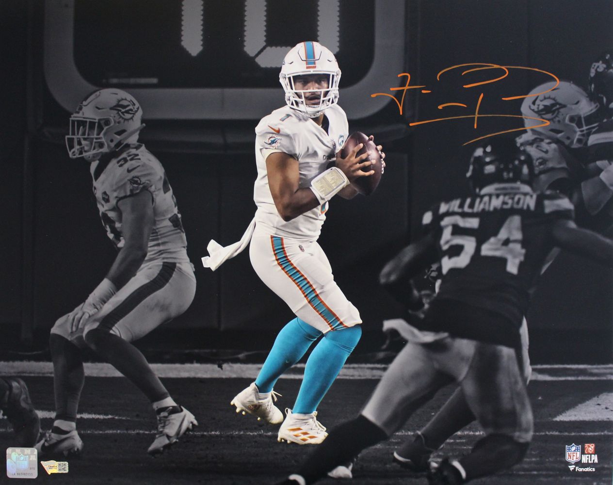 Tua Tagovailoa Autographed/Signed Miami Dolphins 16x20 Photo FAN