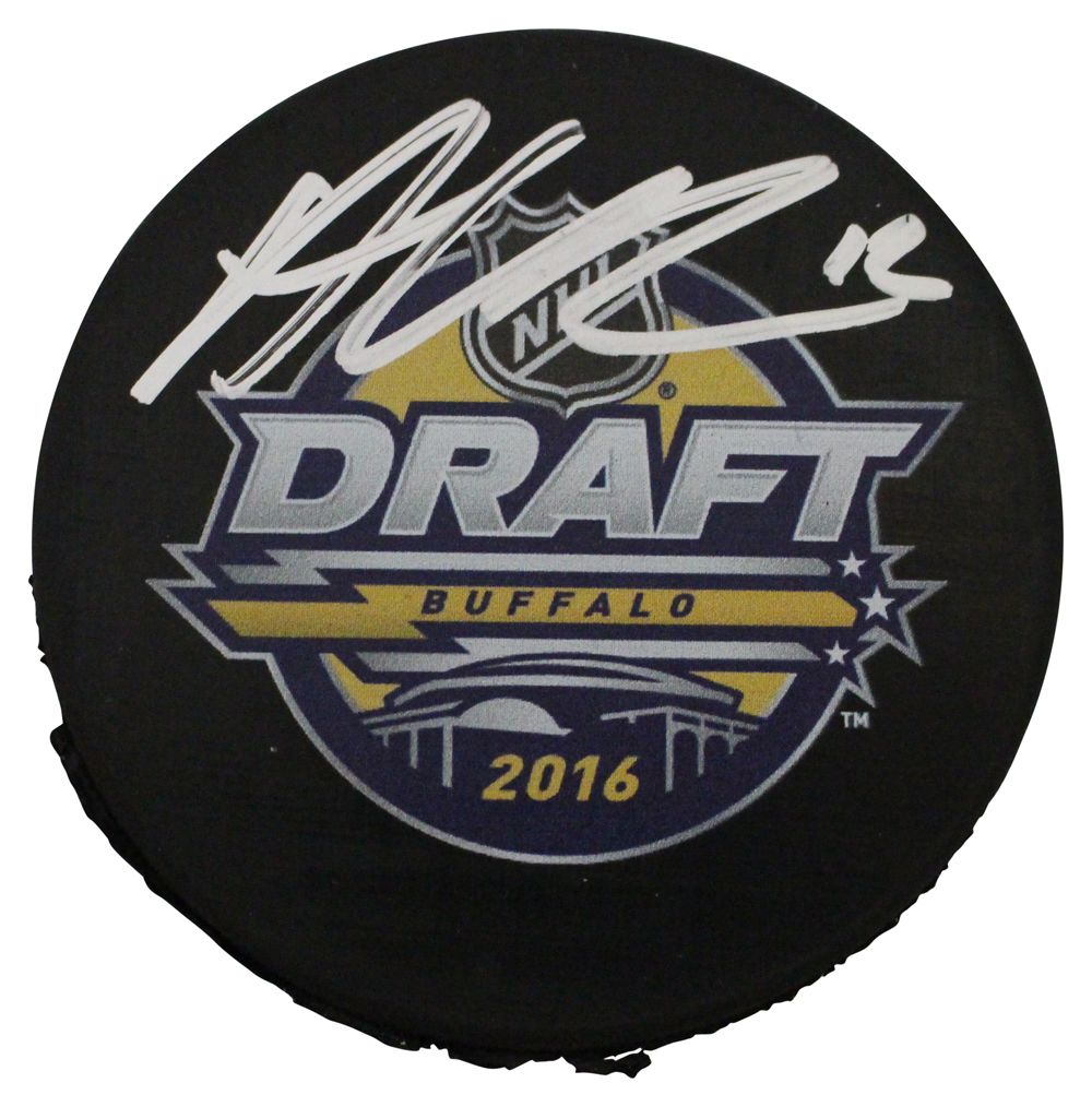 Alex Debrincat Autographed Chicago Blackhawks 2016 NHL Draft Puck FAN