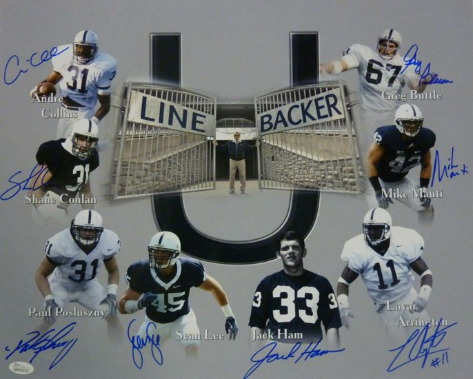 Penn State 16x20 Photo Autographed by 8 Ham Conlan Poz Collins Mauti Buttle Lee Lavar