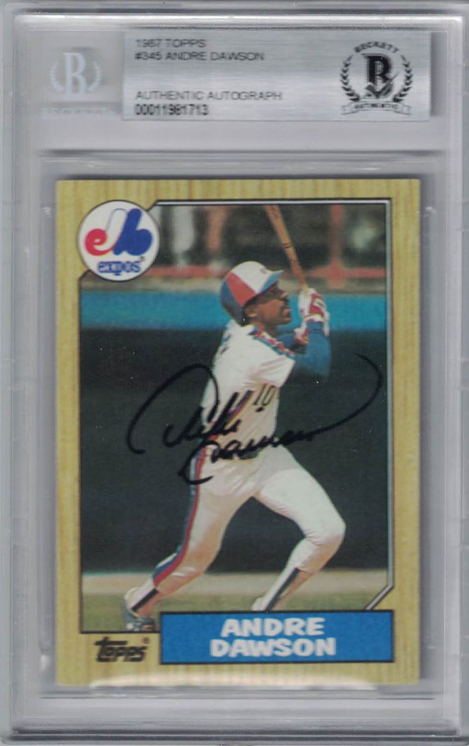 Andre Dawson Signed Montreal Expos 1987 Topps #345 Trading Card BAS