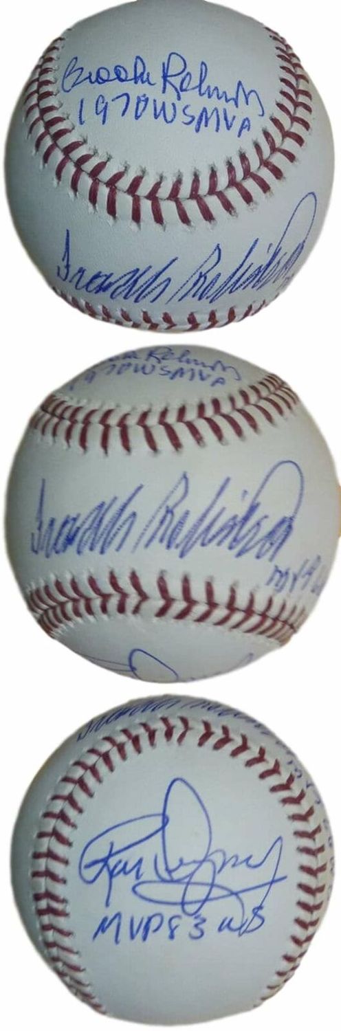 Baltimore Orioles MVPs Autographed OML Baseball (Dempsey, Frank Robinson, Brooks Robinson) JSA